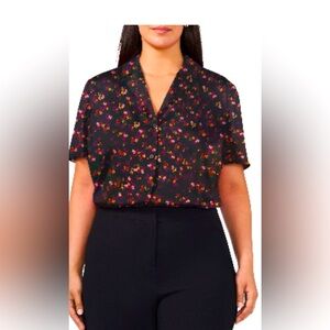 NWT SZ 1X Halogen Satin Camp Shirt (Plus)